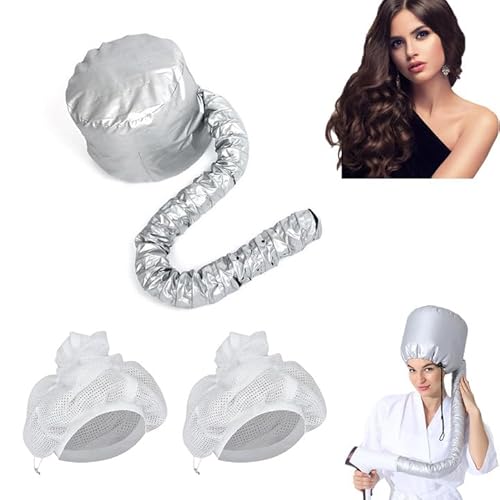 Trockenhauben für Haare, Net Plopping Cap für Lockiges Haar, Upgraded 2 in 1 Diffuser Cap for Curly Hair, Föhnhaube Locken mit Verstellbarem Kordelzug (Silber)