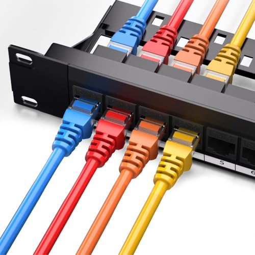 24 Port 1U Rack Cat6 Patchpanel, Pro Rj45 110 Netzwerkkabel Port Gerader Stecker KabelfüHrungsrahmen, Hochgeschwindigkeits, Stabile ÜBertragung, FüR Zuhause, BüRo, Industrielle Nutzung Industrial Usw