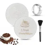 FIHODONE 2 Puck Screen 51mm, Espresso Sieb für Siebträger 1.7mm Dicke, Espresso Zubehör mit 2 Siebträger Sieb,1 Pulverring 1 Bürste, Zubehör Siebträgermaschine Wiederverwendbare Edlstahl