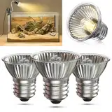 HeatingLux E27 Reptilien Wärmelampe Terrarium 50W UVA UVB Wärmelampe Schildkröten AC220-240V Dimmbar Wärmelampe Terrarium für Schildkröte, Schlange, Eidechse 4 Stück