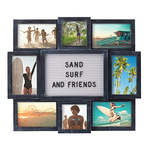 MELANNCO Personalisierbares Briefbrett mit Fotokollektion mit 8 Öffnungen, 48,3 x 43,2 cm, Schwarz