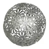 Goldbach Metallkugel 18,5cm Gartenkugel Zink Silber Blumen Kugel Floral Dekokugel Eisen