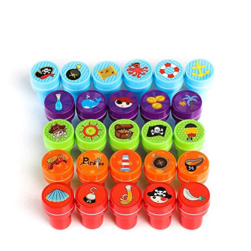 Kesote Stempelset Piraten, 26 Stück Kinder Selbstfärbend Stempel für Spiel Spaß Hobby, Bunt