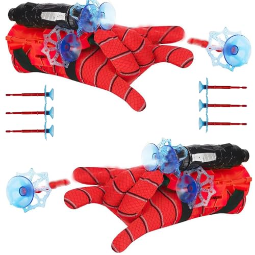 YKHSUAOU Super Spider Launcher,2 Set Kids Spider Hero Handschuhe, Spider Launcher Handschuhe,Spider Web Shooter, Launcher Spielzeug, Handgelenk Spielzeug Set, Cosplay Glove Launcher