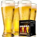 ParaCity Biergläser 470ML, Weizenbiergläser 0,5L, Bierkrug Gläser 4er Set, Bierglas Trinkset, Weizengläser Geschenk für Männer