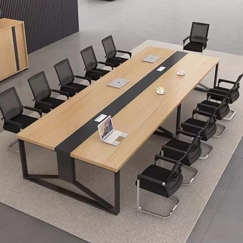WXXZCE Konferenztisch Groß, Besprechungstisch Büro Tisch Länge 200cm-700cm, 25mm Dicke Tischplatte, Tischbeine aus Kohlenstoffstahl, Versteckte Verkabelung, für Bürokonferenzen(Yellow,300x130cm/118x51
