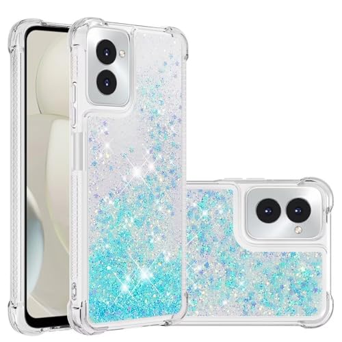 Nadoli Glitzer Treibsand Hülle für Motorola Moto G Power 5G 2024,Silikon Stoßfest Handyhülle Transparent TPU Bumper Schutzhülle Flüssig Durchsichtig Quicksand Case