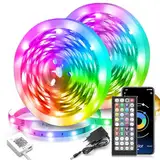 LED Strip 30M(15m*2), RGB LED Streifen mit Fernbedienung und App Musik Sync Timer-Einstellung Dimmbar Farbwechsel LED Lichterkette für Zuhause, TV, Party, Gaming