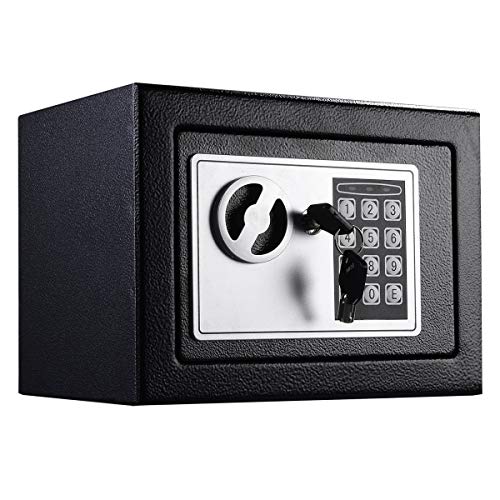 Tresor Klein Elektronischer Safe Schlüsseltresor Wandtresor Minitresor Stahlsafe Möbeltresor Wandsafe Schwarz Feuerfest Geldschrank Digital Safes 23 x 17 x 17 cm