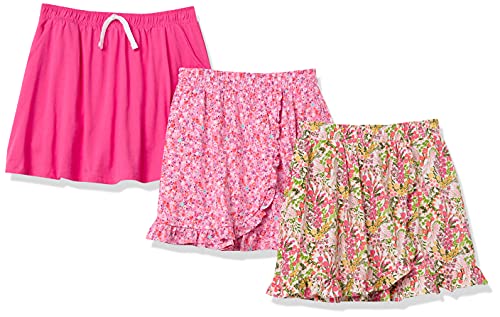 Amazon Essentials Mädchen Strick-Skorts, 3er-Pack, Rosa Floral, 8 Jahre