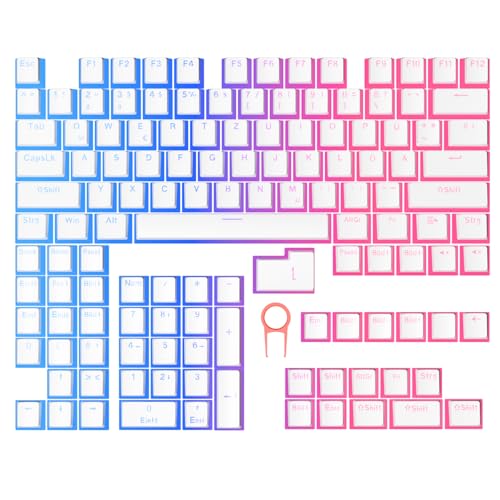 NYFTER - PBT Double-Shot Pudding Keycaps Tastenset für mechanische Tastaturen - deutsches ISO-Layout, kompatibel mit 60%/75% Tastaturen (White, Full Layout)