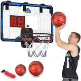 Hot Bee Faltbarer Groß Basketballkorb 60 x 40 cm, Indoor Basketballkorb Tür für Kinder Erwachsene, LED-Anzeige, Zwei Bällen, für Zuhause, Schlafzimmer und Büro, Geschenk für Jungen 12-18