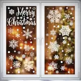 275 Fensterbilder Weihnachten Selbstklebend, Moxled Schneeflocken Fensterdeko Weihnachten, Wiederverwendbar Statisch Haftende PVC Aufkleber für Fenster Tür Winter Schneeflocken Weihnachtsdeko