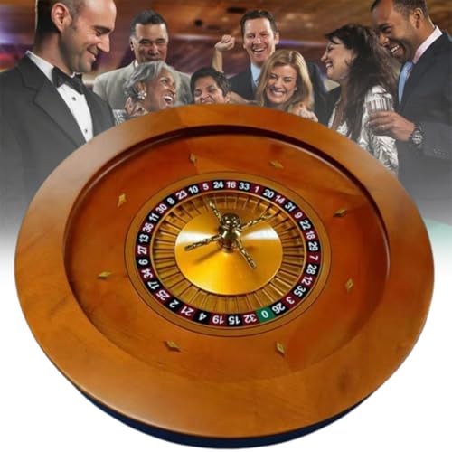 Roulette-Rad, tragbares Casino-Set, Roulette-Rad aus Holz, Drehteller, Präzisionslager in Casino-Qualität, Turm aus verchromtem Messing, sehr sanfte Drehbewegung,Single0-20in