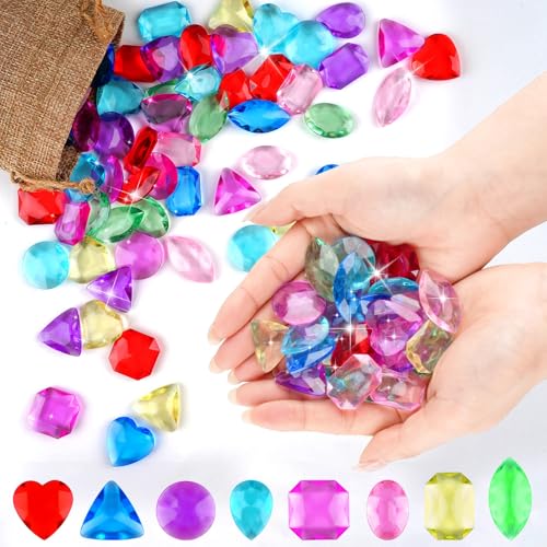 Diamanten Kinder, 64 Stück Edelsteine für Kinder Groß, Acryl Diamanten Kinder Diamanten Bunt Kinder Kristall Diamanten Große Diamanten Deko Edelsteine Spiel Diamanten für Kinder
