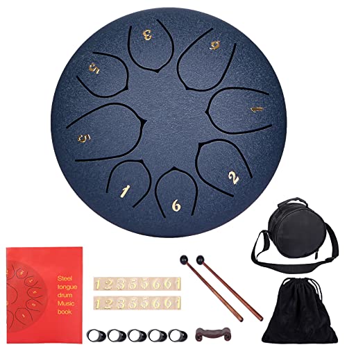 Steel Tongue Drum 6" Stahlzungen 8 Töne Zungentrommel Pan Drum Percussion Steel Instrument Handpan Steel mit Schlägeln,Tragetasche,Fingerschutz Handpfannentrommel für Meditation Yoga Klangheilung