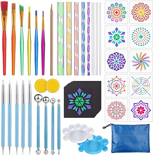 Mandala Dotting Tools, 49 Stück Mandala Rock Punktierung Werkzeuge Mandala Steine Bemalen Set Malerei Dotting Tools Dot Painting Werkzeug für DIY Mandala Art Rock Leinwand Malerei Nail Art Handwerk