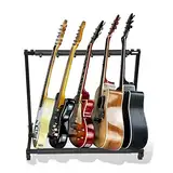 Gitarrenständer 5 Halter, Gitarren Klappständer Rack, Tragbarer Aufbewahrungsorganisator Displaydekoration Geeignet für kustik, Bass, E-Gitarre