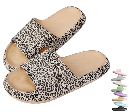 VEXITO Wolken Badelatschen Damen Orthoslipper Original Cloud Slippers Hausschuhe Wolkenschuhe Schuhe Sommer Herren Wolken Schlappen Cozy Slides Pantoletten Weich Leoparden Gr. 38-39