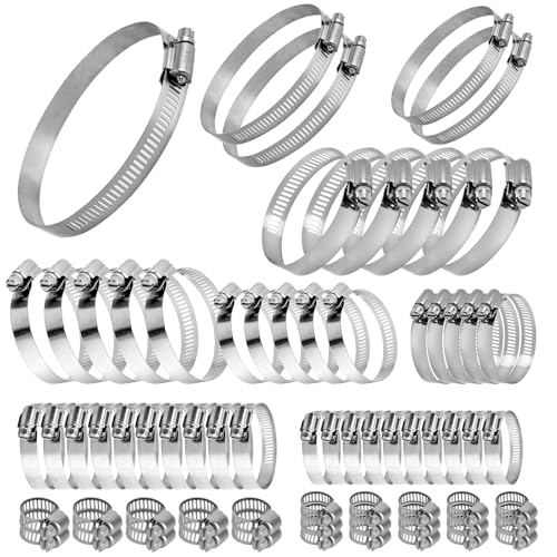 Rodison Schlauchschellen Edelstahl 304, 70 Stück (6-127mm) Einstellbare Schlauchschelle Set für Wasserleitungen, Gasleitungen, Auto - Verschleißfest & Korrosionsschutz