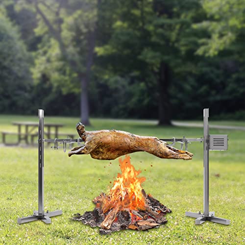 JDBDU Spanferkelgrill Mit Motor 30 Kg Edelstahl Rotisserie Grill Spanferkelgrill Lammgrill Großer Spießgrill für Hähnchen & Spanferkel HöHenverstellbar Schaschlikgrill mit Motor