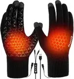 Auniq USB Beheizte Handschuhe Fäustlinge für Herren und Damen, Unisex Winter-Heiz-Handschuhe Vollfinger Beheizte Beheizbare Handschuhe Winterhandschuhe Handwärmer für Radfahren Ski Bergsteigen Wandern