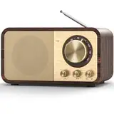 Nostalgie Radio, Retro Radio mit Bluetooth, TF Karten Slot, 2000mAH Wiederaufladbare Batterie, 5 Watt Lautsprecher, Vintage Radio mit AUX/USB, Radio für Küche/Schlafzimmer/Büro