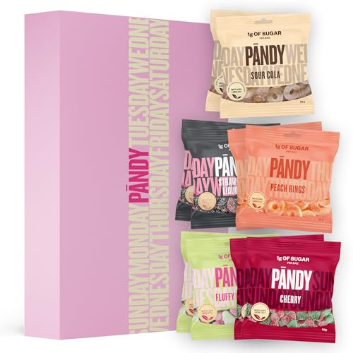 PÄNDY 10 Mix Low Carb Süßigkeiten - Gesunde Süßigkeiten Nur 1g Zucker & 85 Kalorien, 10 × 50g - Süßigkeiten ohne zugesetzten Zucker - Low carb Süßigkeiten - Diabetiker Süßigkeiten