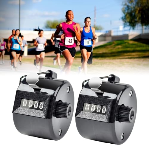 2 Stück Handzähler Klicker Counter 4-stellige Zähler Mengenzähler Fingerzähler Rundenzähler für Personenzähler Sport School Metallgehäuse Tally Clicker Counter für Ports Games