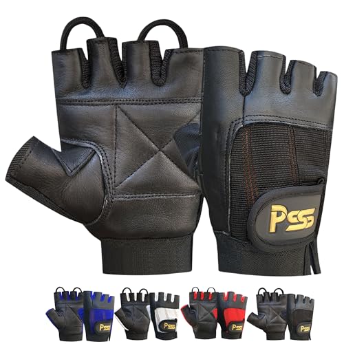 Prime Leather GEWICHTEHEBEN GEPOLSTERT Leder Handschuhe Fitness Training Body Building FITNESSSTUDIO Sport & Rad Chair VERWENDUNG - Schwarz, L