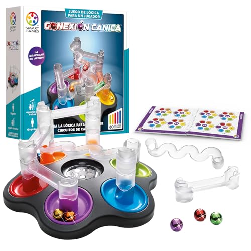 SmartGames - Murmelverbindung | Kinderpuzzle und Erwachsenen-Puzzle mit 80 Herausforderungen und 6 Murmeln | Spiele für Kinder ab 8 Jahren oder älter | Lernspiele in Solitär