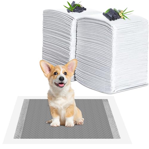 YADOBIG 100 Stück Trainingspads für Hunde und Welpen, 33 x 45cm Aktivkohle Welpen Unterlagen, Hunde Unterlagen PIPI, Welpenunterlagen Auslaufsicheres 6-Lagiges Design
