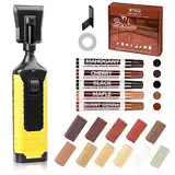 NYBQ Laminat Reparaturset, 24 Stück Holz Parkett Reparaturset Neuem Upgrade-Schmelzwerkzeug, 11 Farben Hartwachs für Holzkitt Vinylboden Holzböden Möbel Arbeitsplattet Reparatur set Grau