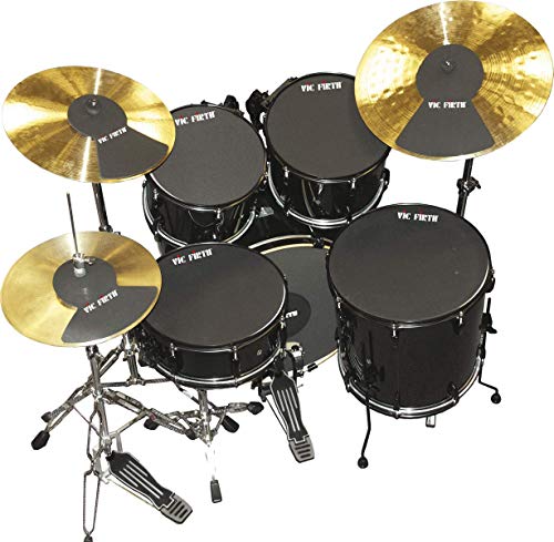Vic Firth 20 Inch Fusion Drum and Cymbal Mute Pad Set: 10”, 12”, 14”(x2), 20"Drum Pads Plus Hi-hat and 2 x Cymbal Pads
