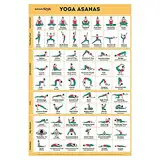 Sportaxis Yoga-Posen-Poster - 64 Asanas für Ganzkörpertraining - laminiertes für Training zu Hause mit farbigen Illustrationen - Englisch und Sanskrit-Namen - 45,7 x 68,6 cm (doppelseitig)