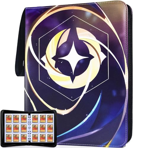 KarlyPro Premium Binder Kompatibel mit Lorcana Karten 990 Taschen Sammelkartenhalter für Sportkarten und andere TCG Sammelkarten mit 55 Hüllen, Star-990-2401