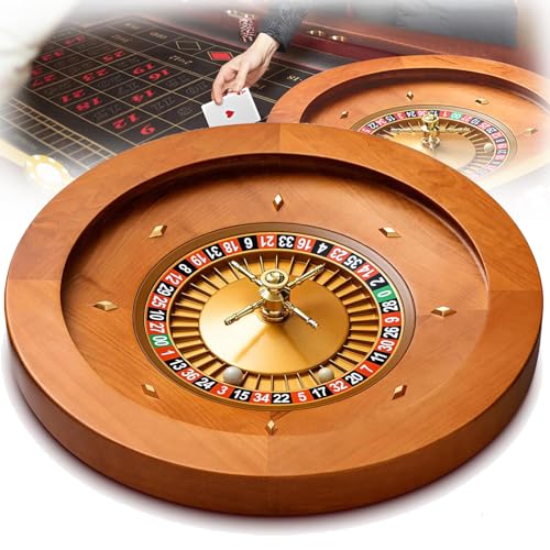 MTTXY Deluxe-Roulette-Rad-Set, 18-Zoll-Roulette-Spieltisch-Set aus Holz für Erwachsene, Sanfte Drehbewegung, Ideal für Familienspielabende oder Den Professionellen Einsatz