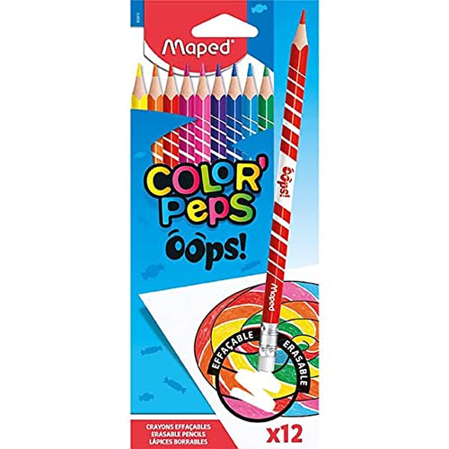 Maped,832812,- AA8Radierbare Drei-Kant-Buntstifte,Farbstifte COLOUR'PEPS OOPS- 12x Stifte