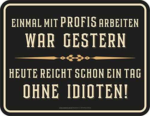 Original RAHMENLOS Deko Blechschild: Einmal mit Profis arbeiten war gestern