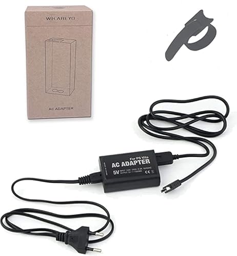 WICAREYO Netzteil Ladegerät für PS Vita 1000, Netzteil Wand Aufladeeinheit Adapter mit Kable Wickler 2m/6.5ft Langen EU Stromkabel für PS Vita 1000