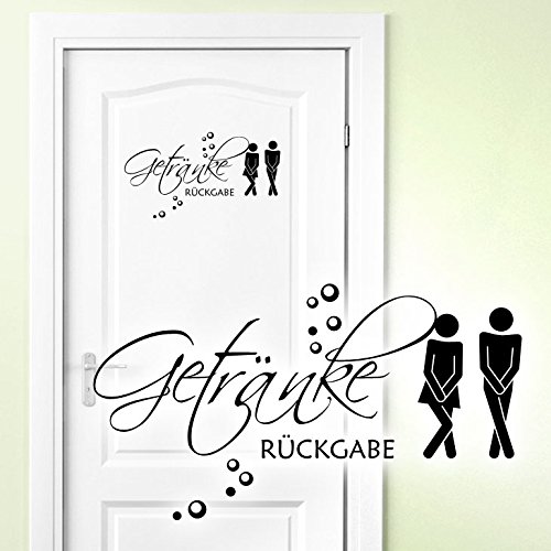 Grandora WC Aufkleber Getränke Rückgabe Mann Frau I silbergrau (BxH) 26 x 14 cm I Badezimmer Toilette Wandsticker Wandaufkleber Sticker Wandtattoo W5443