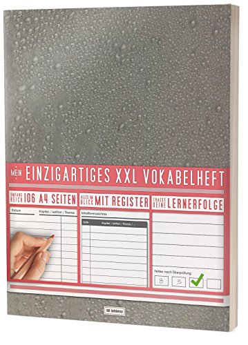 Mein Vokabelheft / 100+ Seiten, 2 Spalten, Register / Lernerfolge auf jeder Seite zum Abhaken / PR101 "Tautropfen" / DIN A4 Softcover