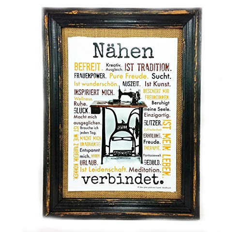 Nähen verbindet. Druck Poster Nähmaschine AnneSvea Sewing Handmade Deko Nähzimmer Stoffgeschäft Nähtisch