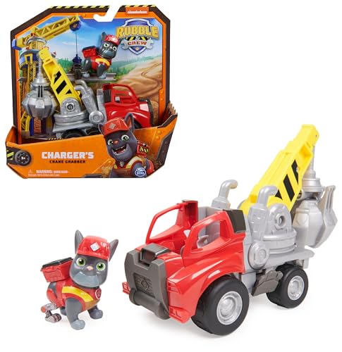 Rubble & Crew - Kran-Baufahrzeug mit Charger-Figur (Basis Fahrzeug), Spielzeug für Kinder ab 3 Jahren