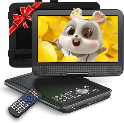 YOTON 12,5" Tragbarer DVD-Player mit 10,5" HD-Schwenkbildschirm, ideal fürs Auto, inkl. Autoladegerät, Memory-Playback-Funktion und 4-6 Stunden Akkulaufzeit [Kein Blu-ray-Support]