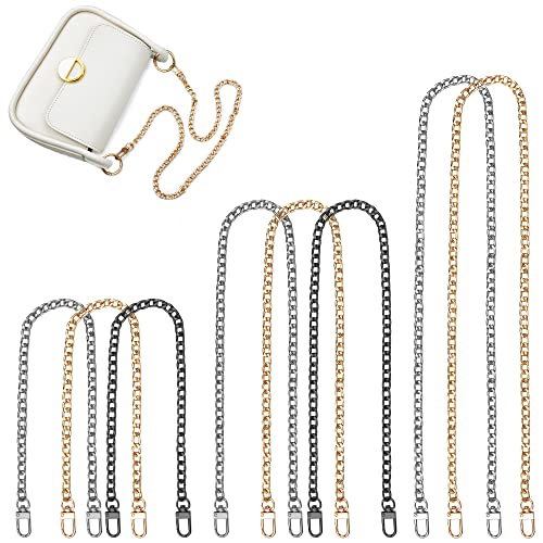8 Stück Taschenkette Metall Kette Schulterriemen Gold Kettenriemen Schultergurt für Taschen DIY Flachketten Riemen Ersatz Trageriemen Kette für Damen Handtaschen Umhängetasche Geldbörse