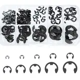 Alethron Sicherungsring, 120 PCS Sprengring Set, 10 Größe Sicherungsringe Sicherungsscheiben Sprengringe E-Clips Spannring Klemmring für Wellen mit Kunststoffbox (1.5/2/3/4/5/6/7/8/9/10 mm)