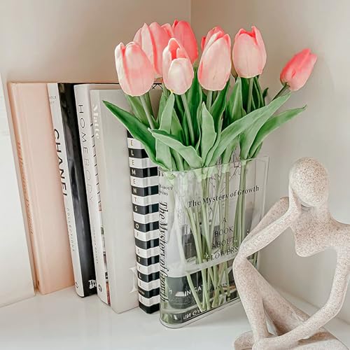 Puransen Transparente Blumenvase, niedliche Bücherregal-Dekor, einzigartige Vase für Buchliebhaber, künstlerischer und kultureller Geschmack, Acrylvasen für Heimbüro-Dekor (ohne Blumen)