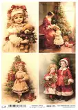 Josys Bastelmärchen Reispapier A4 Strohseide Weihnachten Vintage viktorianisch Kinder Baum RE6173