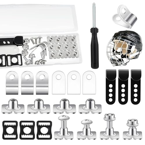 Hockeyhelm-Reparaturset, 33-teilig, inkl. J-Clips, R-Form, Fußballvisier-Clips, Gummidichtungen, Schrauben mit Muttern, für Jugendliche, Erwachsene, Hockey, Baseball, Sport